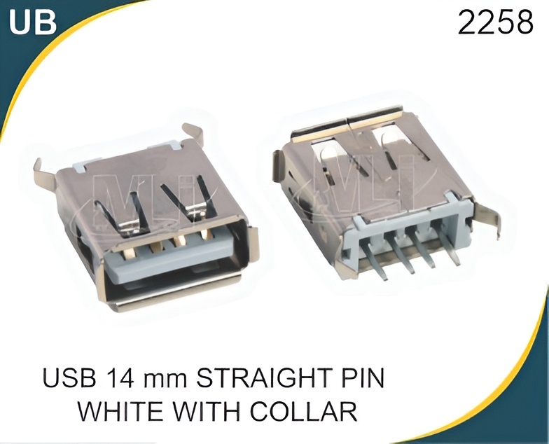 USB 14 MM STRAIGHT PIN WHITE WITH COLLAR