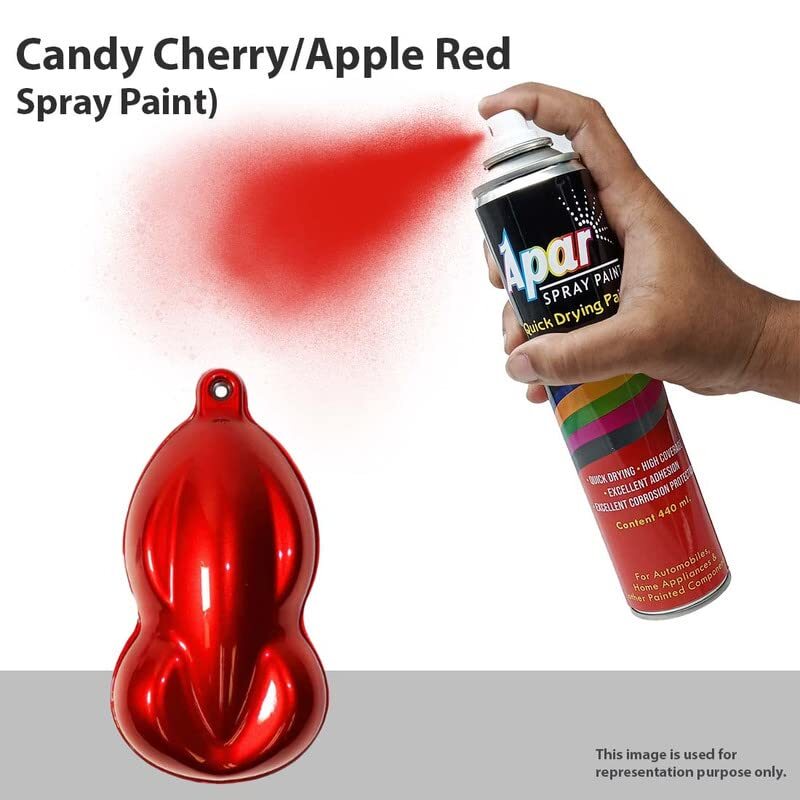 Apar Spray Paint Can CANDY CHERRY/APPLE RED-440 ML, For Bicycle, Bike, Cars, Home, Wood, Metal, Furnitures, Art and craft Painting