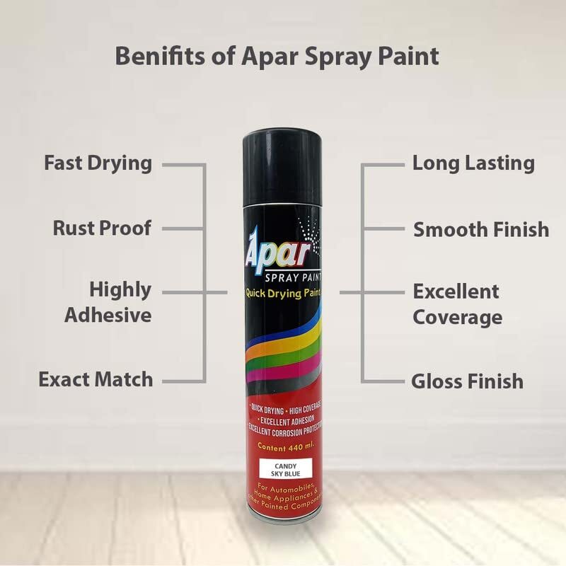 Apar Spray Paint Can CANDY SKY BLUE-440 ML, For Bicycle, Bike, Cars, Home, Wood, Metal, Furnitures, Art and craft Painting