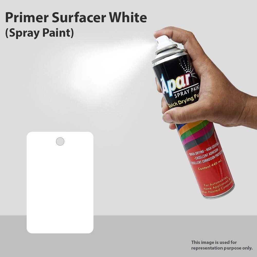 Apar Spray paint Primer Surfacer White -440 ml, For Car, Bike,Scooty, Cycle, Wood, Plastics and Metal Items, Furnitures and industrial parts