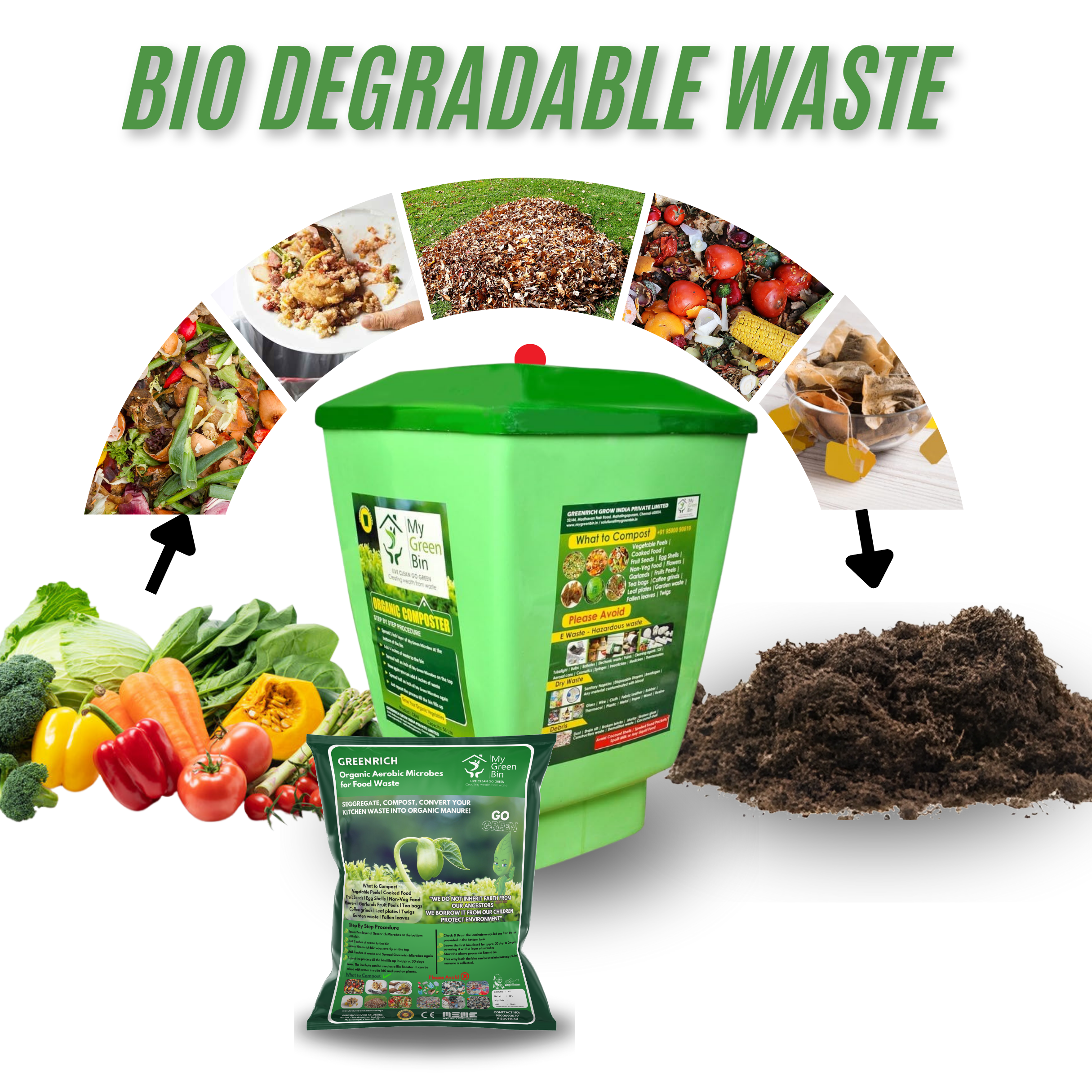 Bio Compost BIN GRC 50 FRP 50 Ltrs 1 Set With 10 ltr Microbes