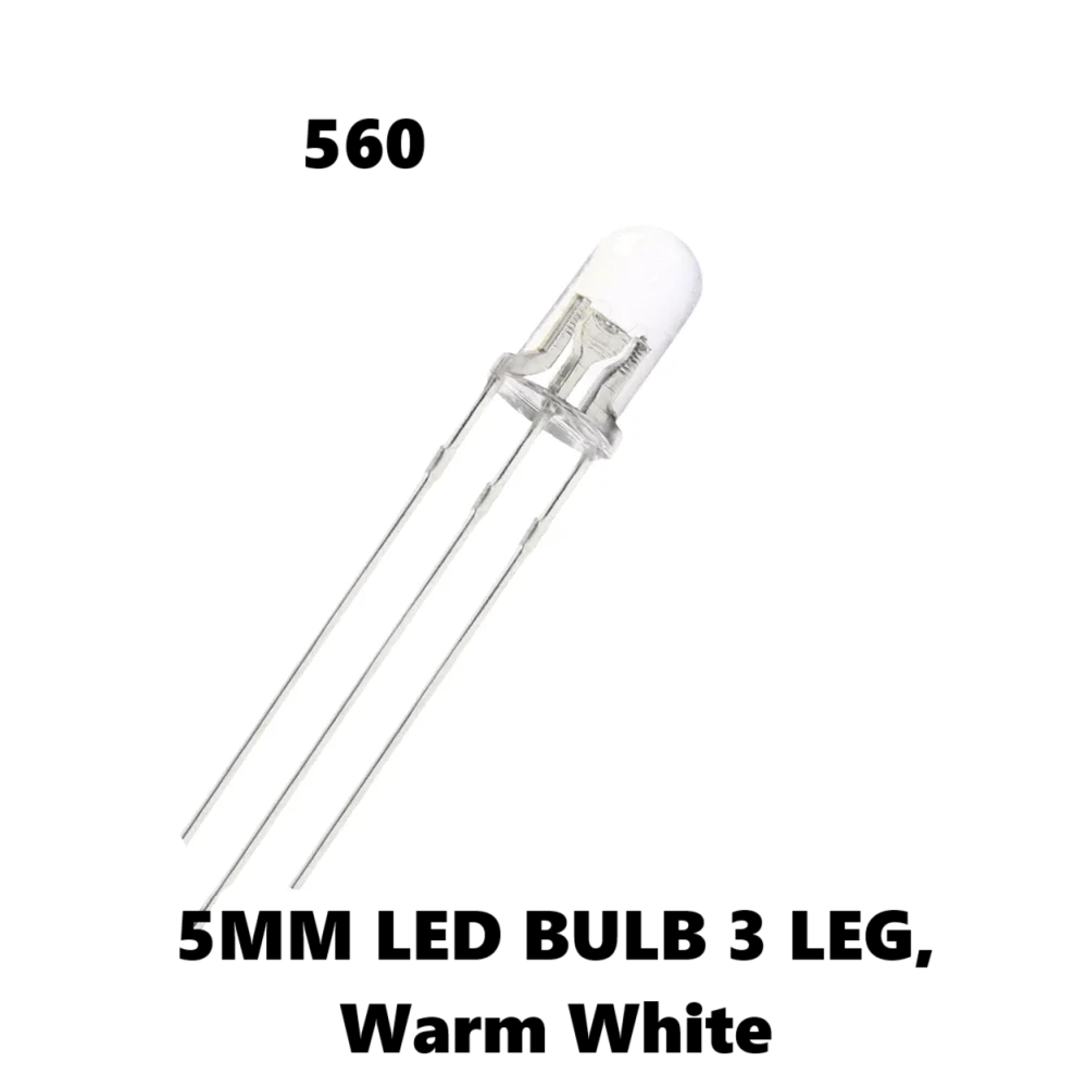 5MM LED BULB 3 LEG, Warm White