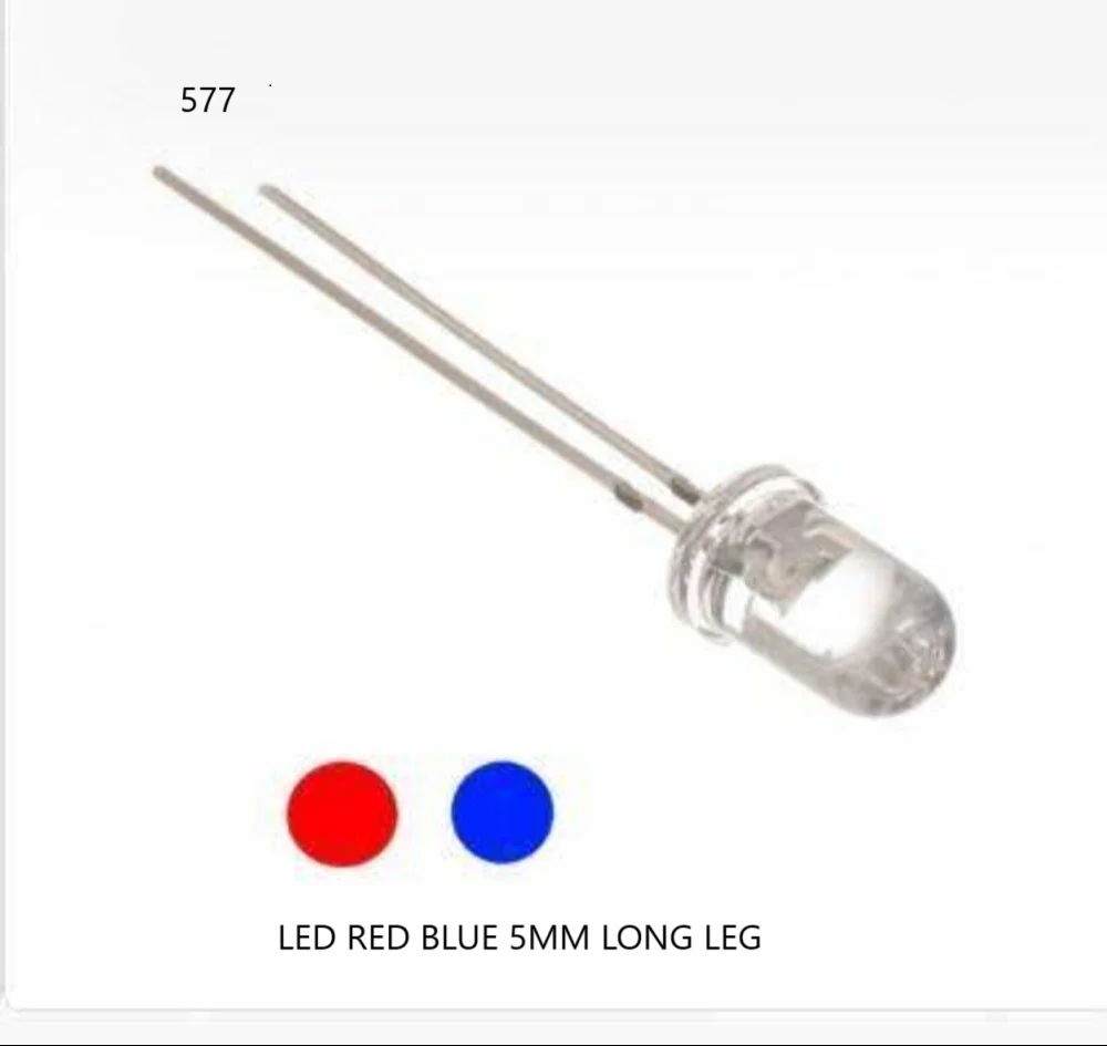 LED RED BLUE 5MM LONG LEG, Common Anode