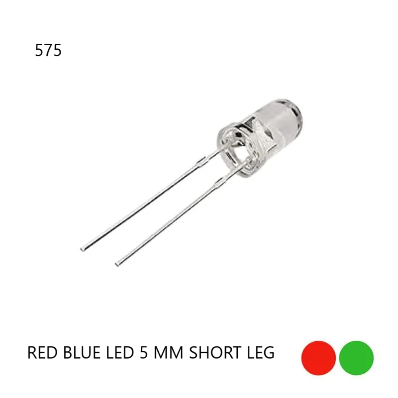 RED BLUE LED 5 MM SHORT LEG