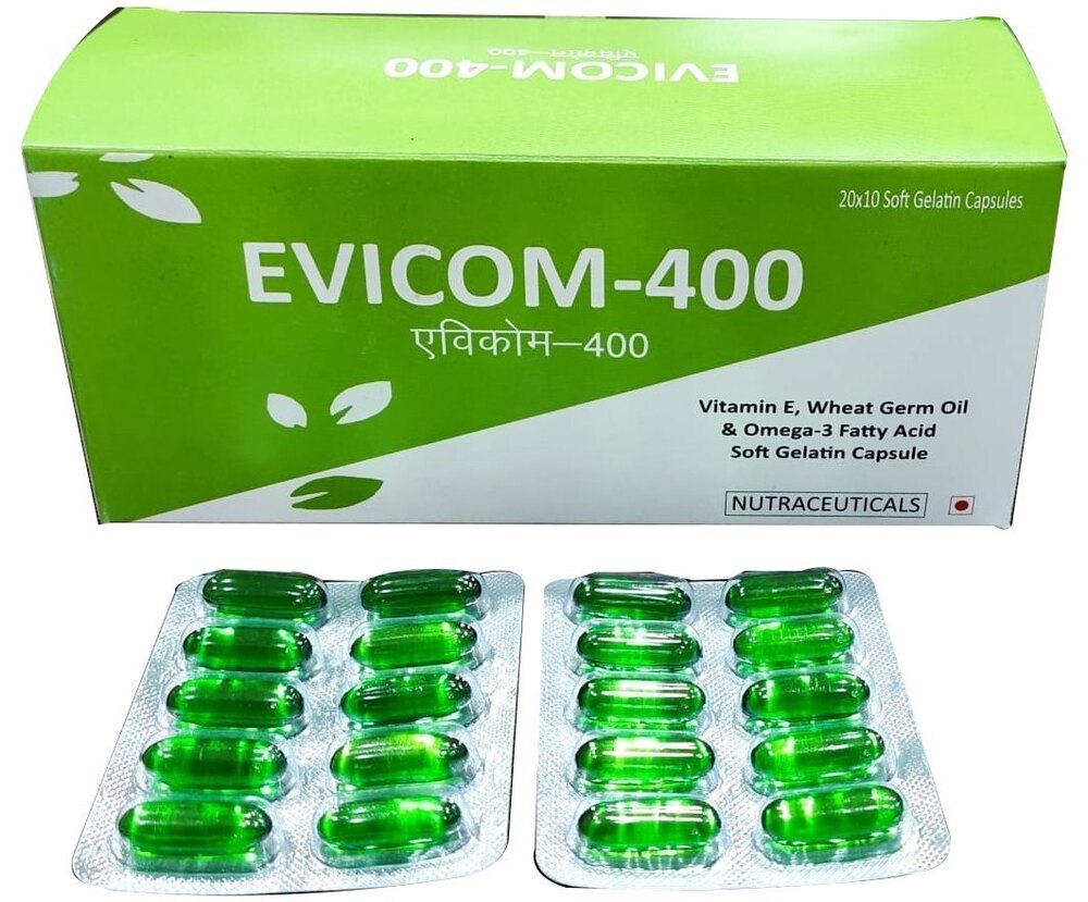 Vitamin E-400 mg+Wheat germ oil 10mg +Omega 3 fatty Acid 30mg