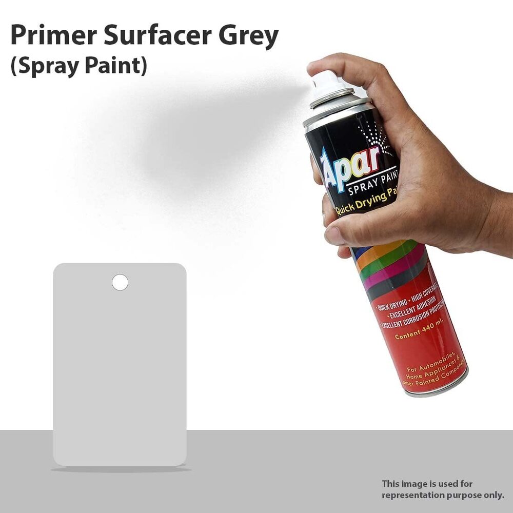 Apar Spray Paint Primer Surfacer Grey -440 Ml, For Car, Bike,scooty, Cycle, Wood, Plastics And Metal Items, Furnitures And Industrial Parts