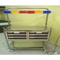 Medicine Emergency Trolley - Color: Silver