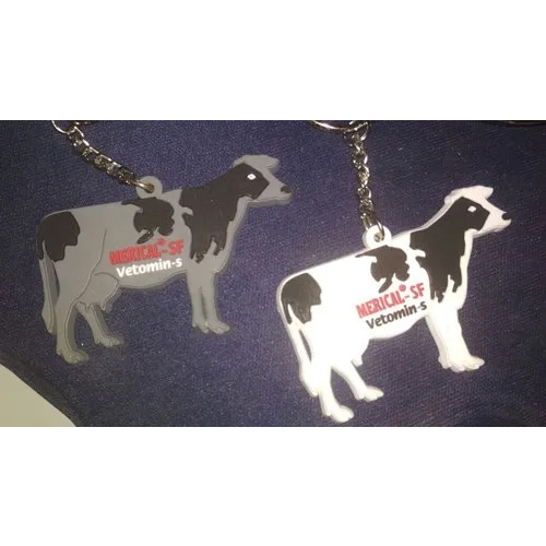 Acrylic Cow Shaped Key Chain - Color: Black & White