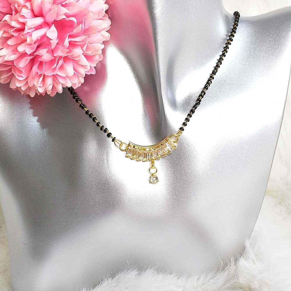 expand Fancy Latest Design Rose Gold Polish Diamond Mangalsutras
