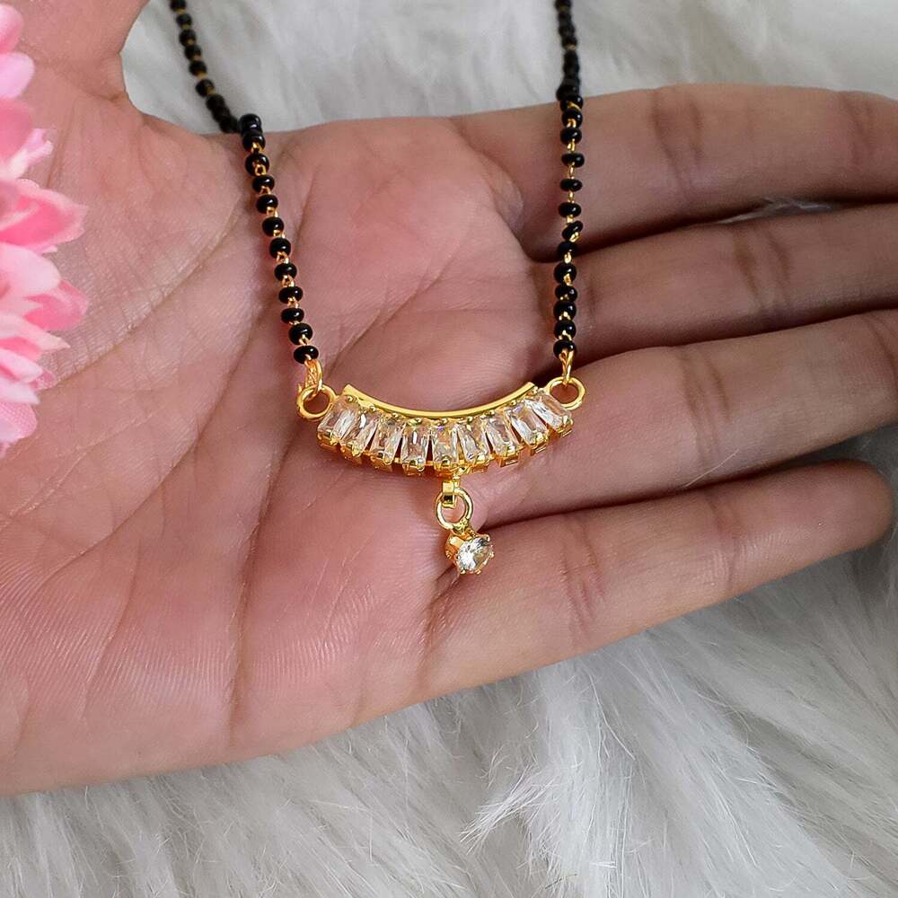 expand Fancy Latest Design Rose Gold Polish Diamond Mangalsutras