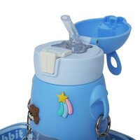 CherryBox Silicon Top Cute Rabbit Water Bottle With Sipper, Bpa Free Bottle -Anti-Leak Cute Design With Straw For Kids (Includes Random 3D Stickers) 600milliliters