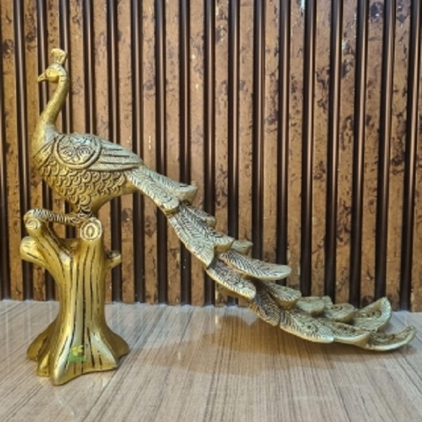 Pair of Brass Peacock Sitting Statue |Decorative Statue| |Peacock Figurine| |Home decor|