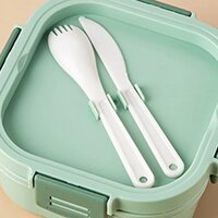 CherryBox Tiffin/Lunch Box Airtight Leakproof Double Layer 4 Compartment with Sauce Container Along with Spoon and Butter Knife 1700 ML for Kids and Adults