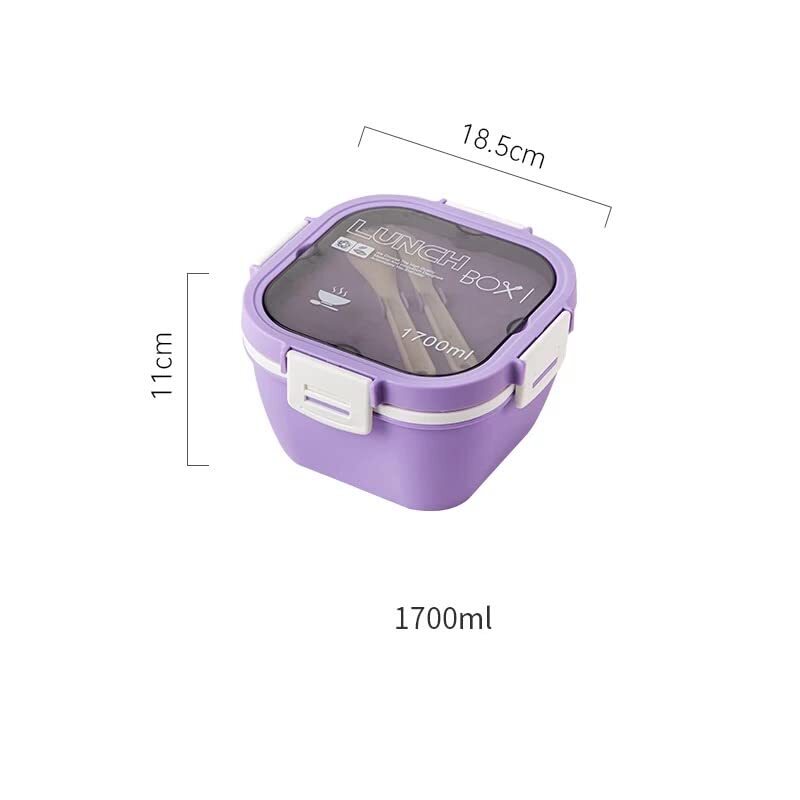 Cherrybox Tiffin/lunch Box Airtight Leakproof Double Layer 4 Compartment With Sauce Container Along With Spoon And Butter Knife 1700 Ml For Kids And Adults - Color: Multi Color