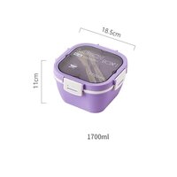 CherryBox Tiffin/Lunch Box Airtight Leakproof Double Layer 4 Compartment with Sauce Container Along with Spoon and Butter Knife 1700 ML for Kids and Adults