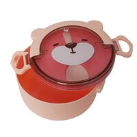 CherryBox BPA Free Cute Animal Cartoon 800 ML Plastic Lunch Tiffin Box for Kids with Handle and One Cutlery