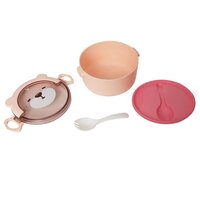 CherryBox BPA Free Cute Animal Cartoon 800 ML Plastic Lunch Tiffin Box for Kids with Handle and One Cutlery