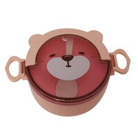 CherryBox BPA Free Cute Animal Cartoon 800 ML Plastic Lunch Tiffin Box for Kids with Handle and One Cutlery