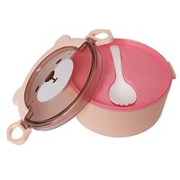 CherryBox BPA Free Cute Animal Cartoon 800 ML Plastic Lunch Tiffin Box for Kids with Handle and One Cutlery
