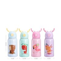 Cherrybox Deer Cap - 500 Ml Stainless Steel Flask, Multi Color, Double Wall Insulated With Rubber Stopper & Straw