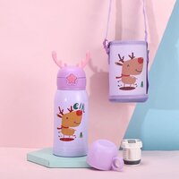 CherryBox Deer  Cap - Sipper Water Bottle - Stainless Steel Flask 500 ML Bottle with Double Wall Flask with Straw Insulated