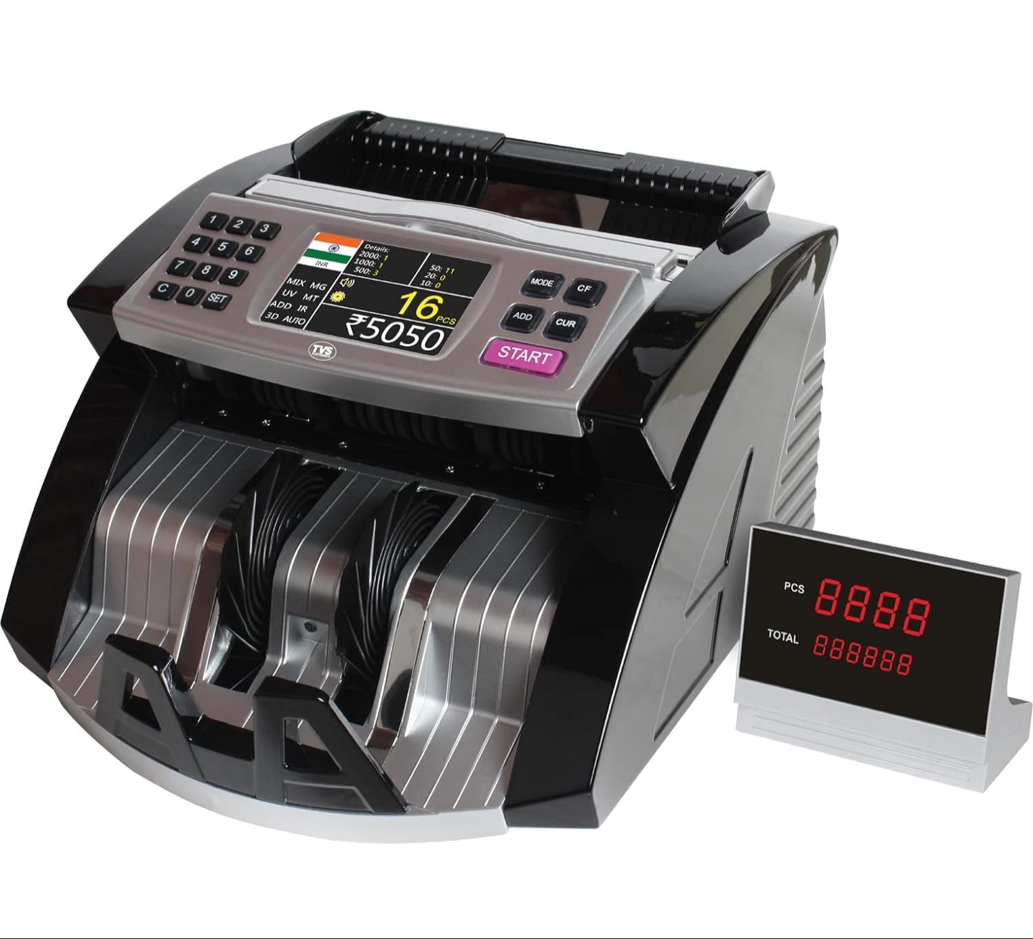 Tvs Electronics Cc 453 Star+ Cash Counting Machine - 1kg, Grey Color | Auto Start, Stop & Clear, Uv & Mg Detection