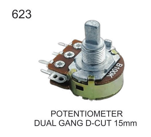 POTENTIOMETER DUAL GANG D-CUT 15MM