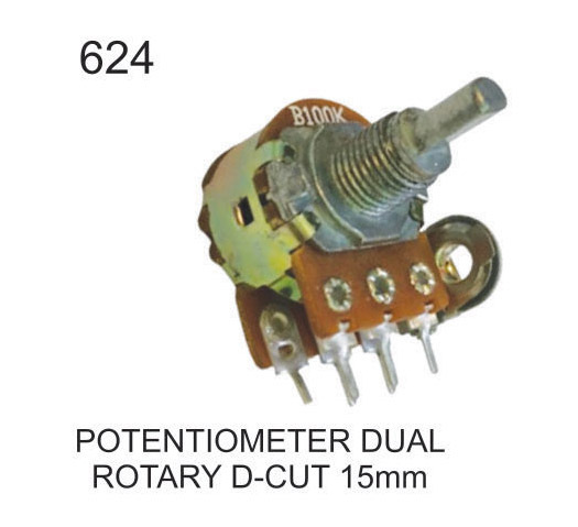 IMPORTED POTENTIOMETER DUAL ROTARY D-CUT 15MM, 100 K