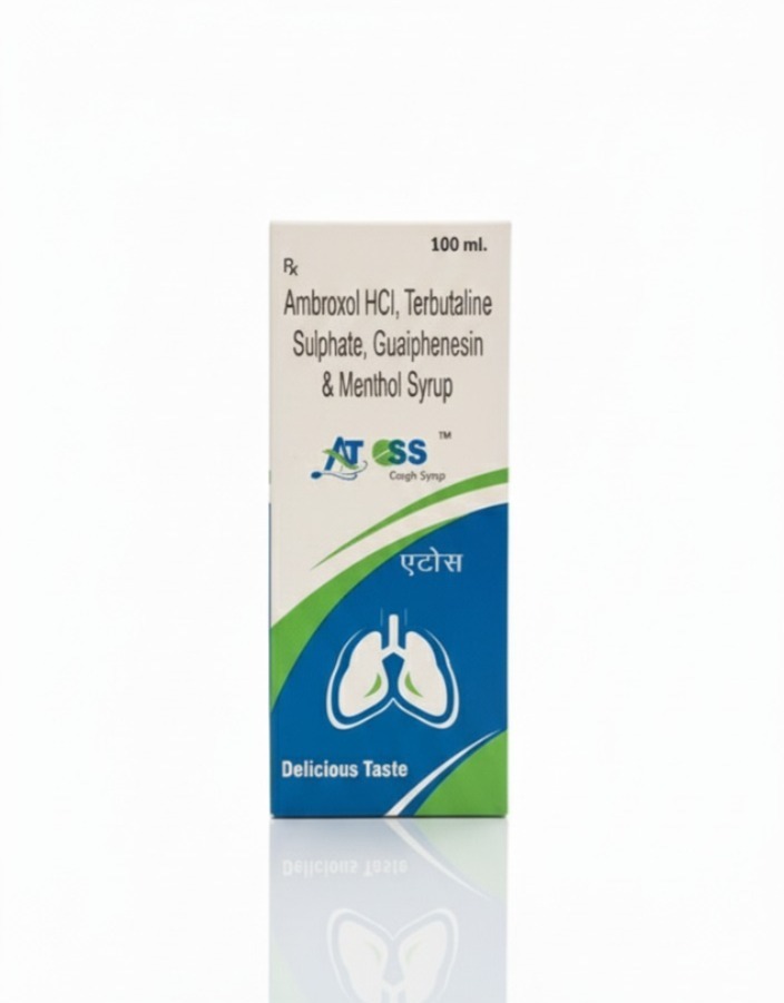 atoss cough syrup ambroxol hcl ,terutaline ,sulphate ,guaiphenesin& menthol syrup