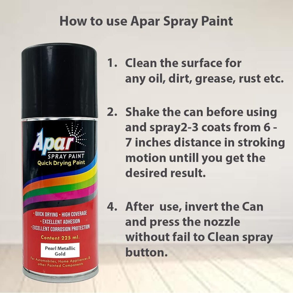 Apar Spray Paint Can Pearl Metallic Gold-225 Ml, For Bike, Cars, Furnitures, Art And Craft  Paint Work - Type: ]