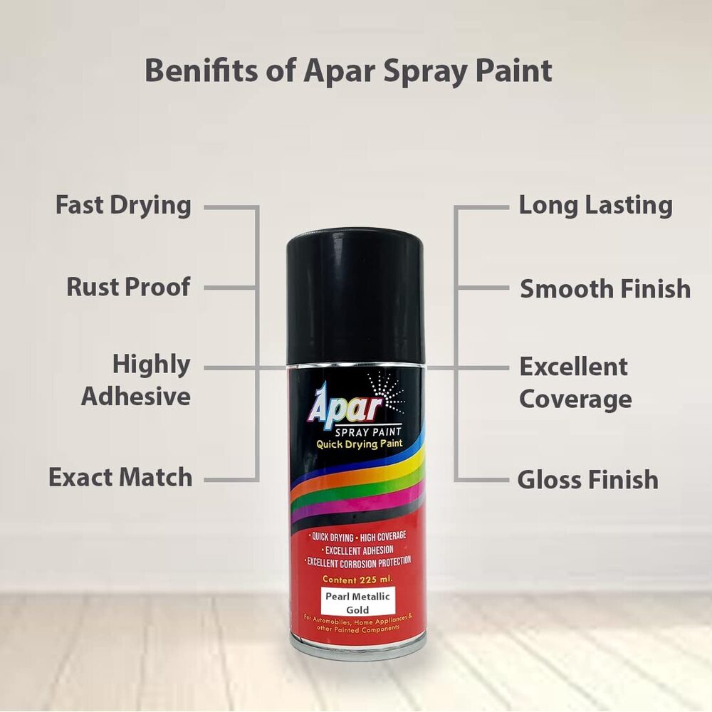 Apar Spray Paint Can Pearl Metallic Gold-225 Ml, For Bike, Cars, Furnitures, Art And Craft  Paint Work - Type: ]