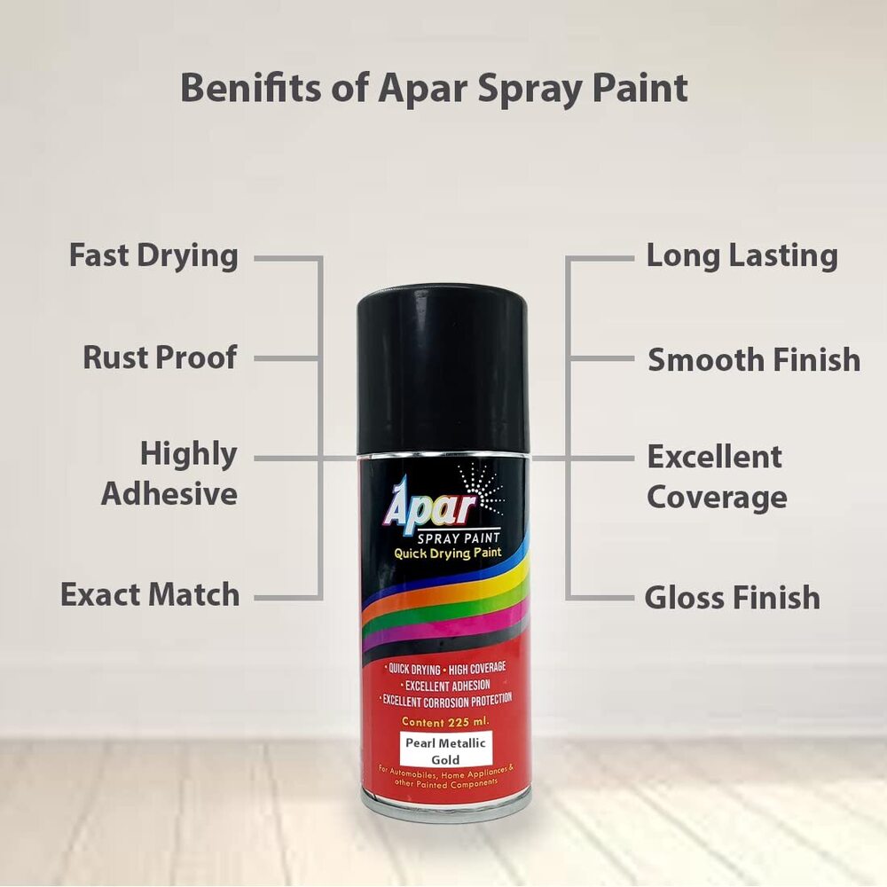 Apar Spray Paint Can PEARL METALLIC GOLD-225 ml, For Bike, Cars, Furnitures, art and craft  Paint work