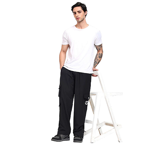 Transfit Mens Dark Grey Cargo Pants with Snap Button Detailing and Multi-Pockets