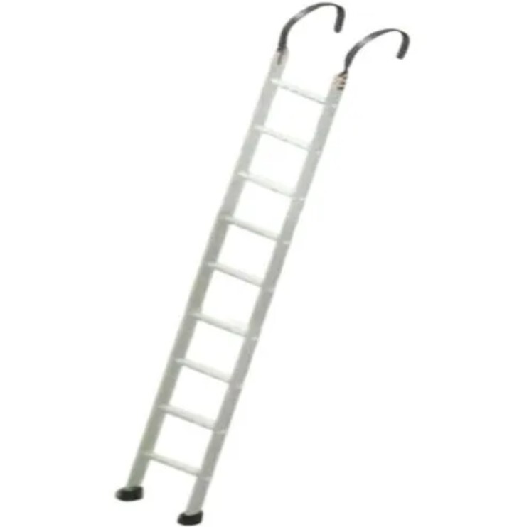 Heavy Silver Aluminium Wall Supporting Single Ladder With Hook - 330 lb Capacity | Durable Step Ladder for Industrial Use, Convenient Wall Hook