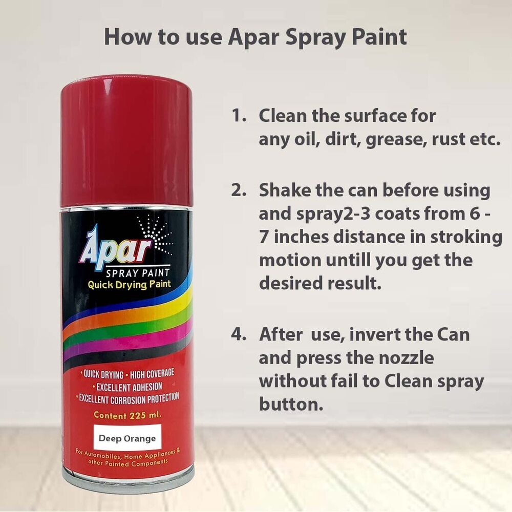Apar Spray Paint Can DEEP ORANGE-225 ml, For Bike, Cars, Furnitures, art and craft  Paint work