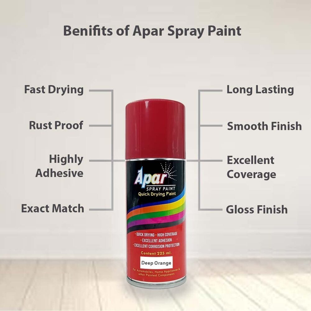 Apar Spray Paint Can DEEP ORANGE-225 ml, For Bike, Cars, Furnitures, art and craft  Paint work