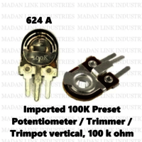 Imported 100k Preset Potentiometer / Trimmer / Trimpot Vertical, 100 K Ohm - Application: Audio Adjustment