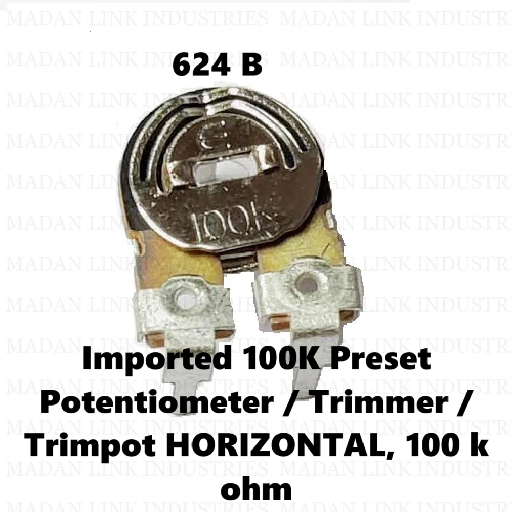 Imported 100K Preset Potentiometer / Trimmer / Trimpot HORIZONTAL, 100 k ohm