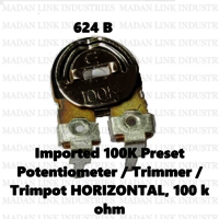 Imported 100k Preset Potentiometer / Trimmer / Trimpot Horizontal, 100 K Ohm - Application: General Purpose