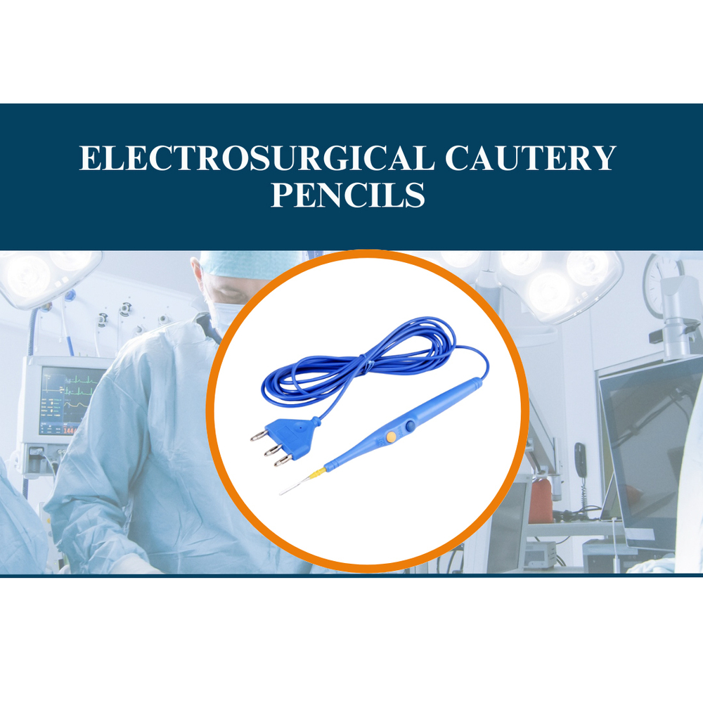 Electrosurgical Cautery Pencil with Coated Electrode - Plastic and Metal Construction, Standard Size, Matte Finish, Electric-Powered, Disposable Use, Needle Tip Blade for Cutting and Coagulation