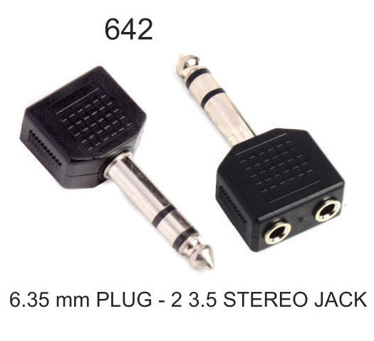 6.35MM STEREO PLUG TO 2 3.5MM JACK