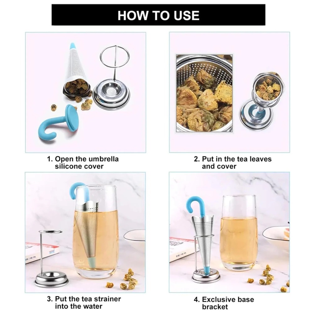 Tea Strainer - Silicone, 5x5x14 Cm | User-friendly Design With Multi-color Fun, Easy To Clean, Includes Silicone Resting Mat, Whimsical Shape