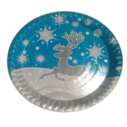 12Inch Disposable Paper Plate - Color: Silver And Blue