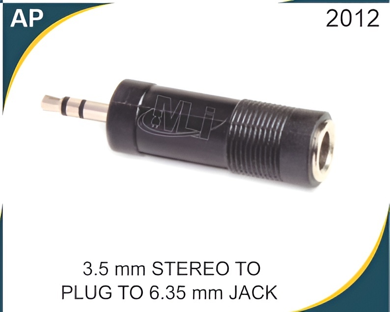 3.5 MM Stereo to Plug to 6.35 MM Jack - PVC & Nickle, 6.35mm Diameter, Versatile Audio Adapter for Headphones, Guitars, PCs & Recording Equipment