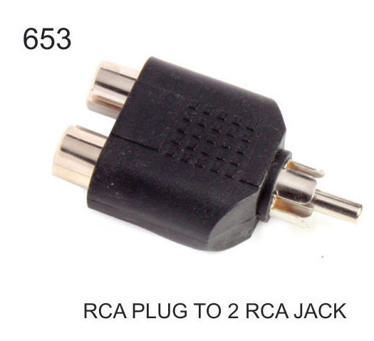 RCA PLUG TO 2 RCA JACK, Plastic, Male Female