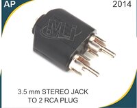 3.5mm Audio Stereo Jack Female To 2 Rca Male - 3.5mm Diameter, Black Color | Plug-and-play Design, Versatile Audio And Video Connection Adapter