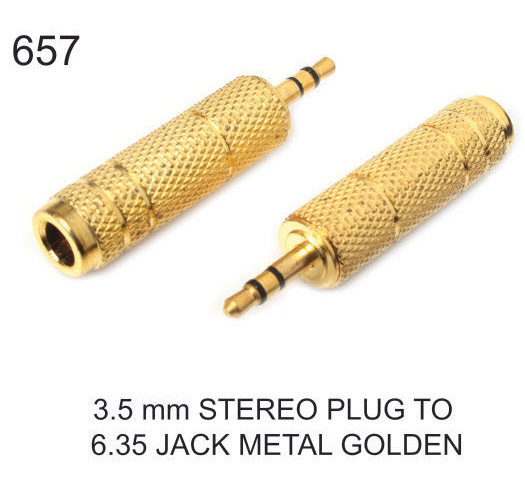 3.5MM STEREO PLUG TO 6.35MM JACK METAL GOLDEN