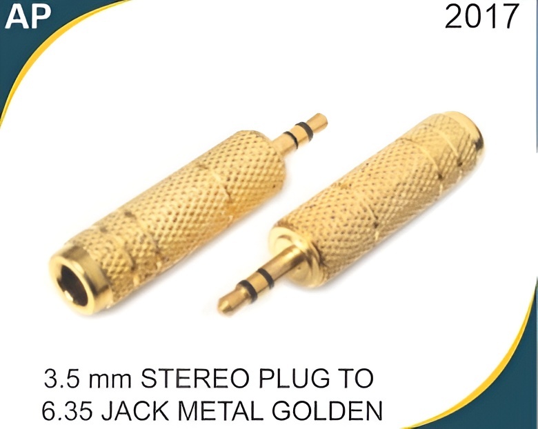 3.5MM Stereo Plug to 6.35MM Jack - Metal Construction, Standard Diameter, Noise Reduction & Electrical Isolation for Audio Systems