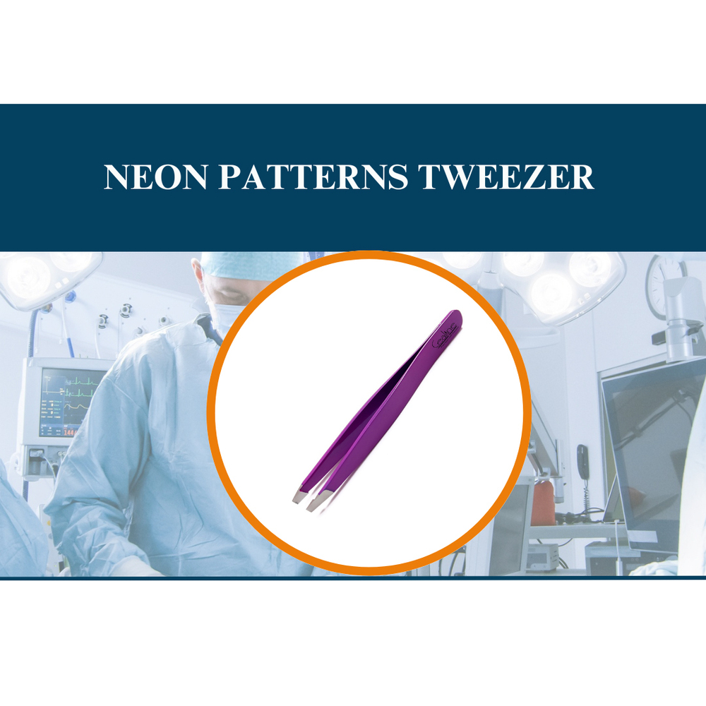 Light Weight Neon Patterns Tweezer - Metal Standard Size Purple | Ergonomic Design Precision Grooming and Shaping