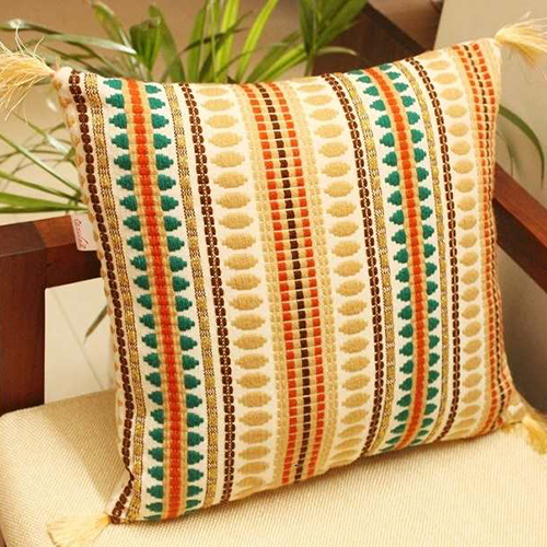Light Brown Handloom Handmade Cushion Cover - Color: Different Available